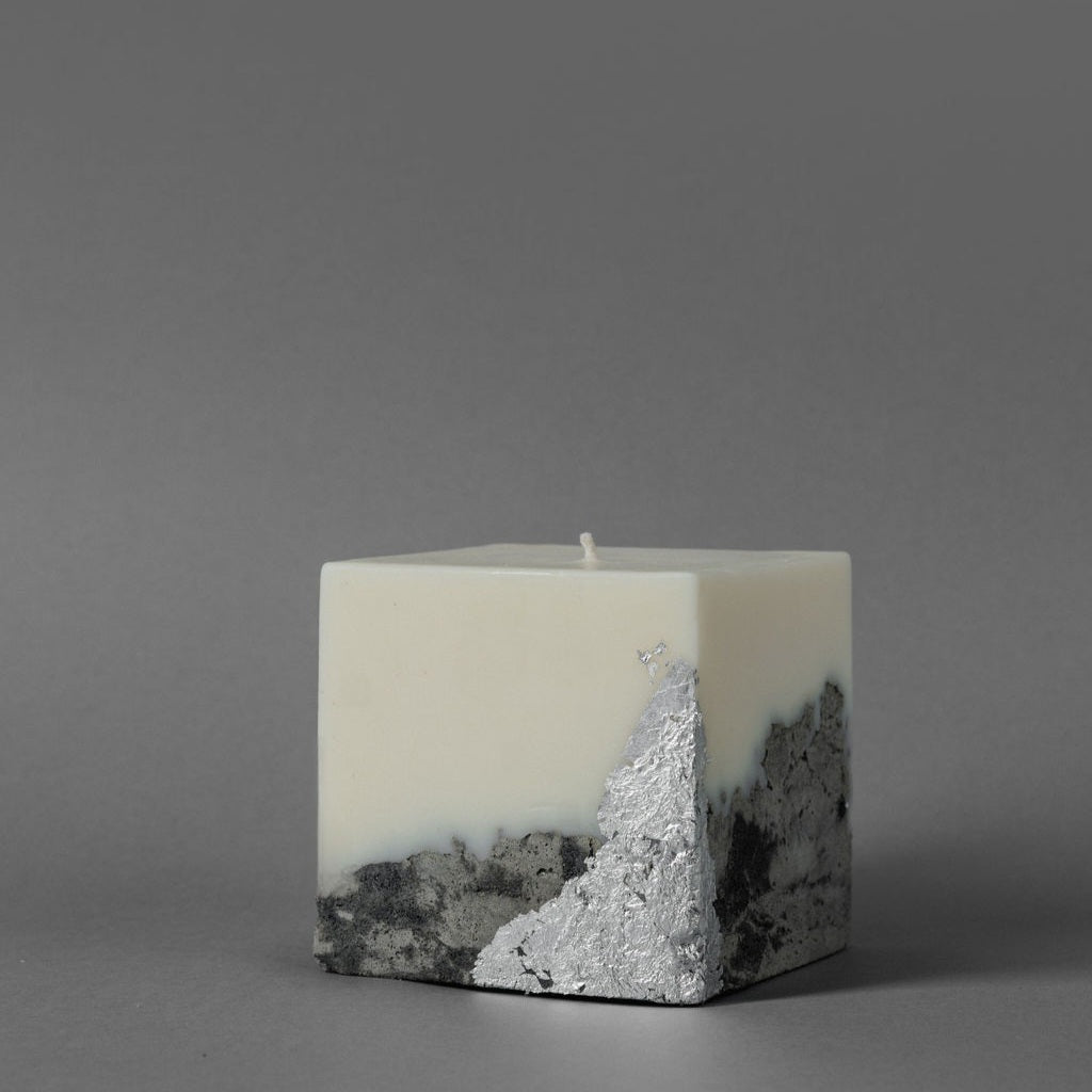 Square Candle — Marble Silver
