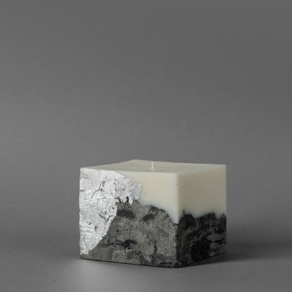 Square Candle — Marble Silver